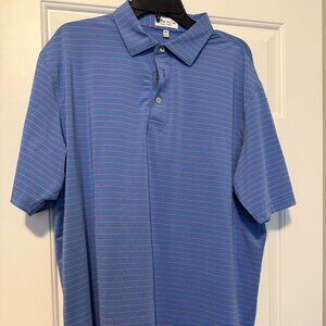 Peter Millar Summer comfort mens polo navy stripe pattern size XL